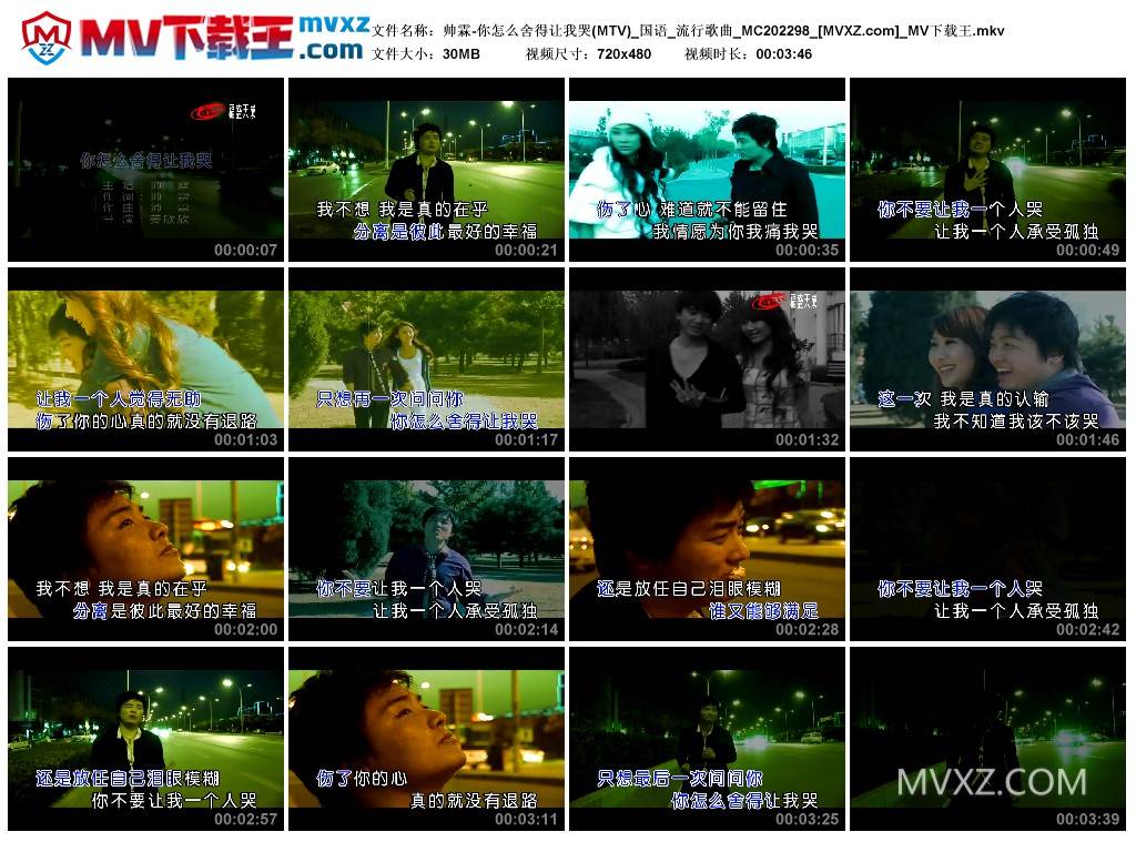 帅霖-你怎么舍得让我哭(MTV)_国语_流行歌曲_MC202298